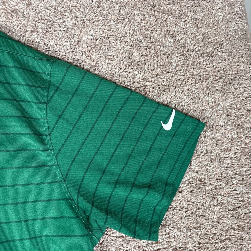 Nike New York Jets NFL Dri-FIT Striped Polo Shirt Mens XL Green Short Sleeve